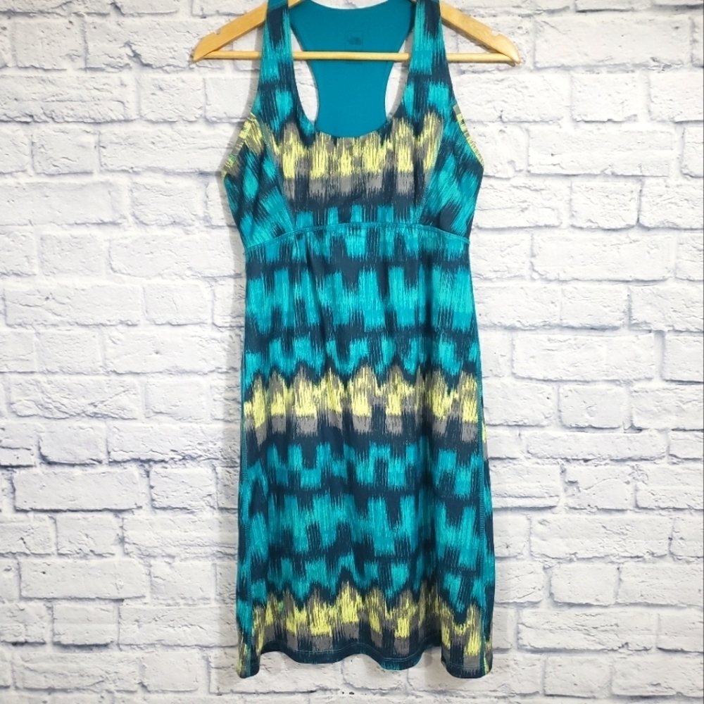 The North Face Blue and yellow racerback dress